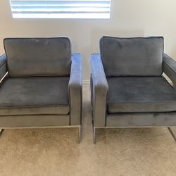 2 Faux suede Chairs $125