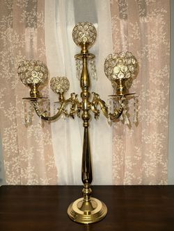 Crystal Goblet Metal Candelabra 80cm 5 arm