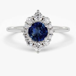 14k Sapphire Halo Ring