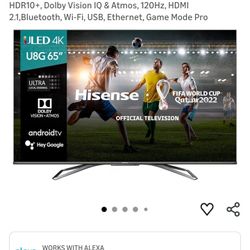 65" Hisense TV 4K Smart TV (65U8G)