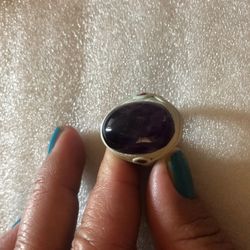 Amethyst cabochon clay ring size 8