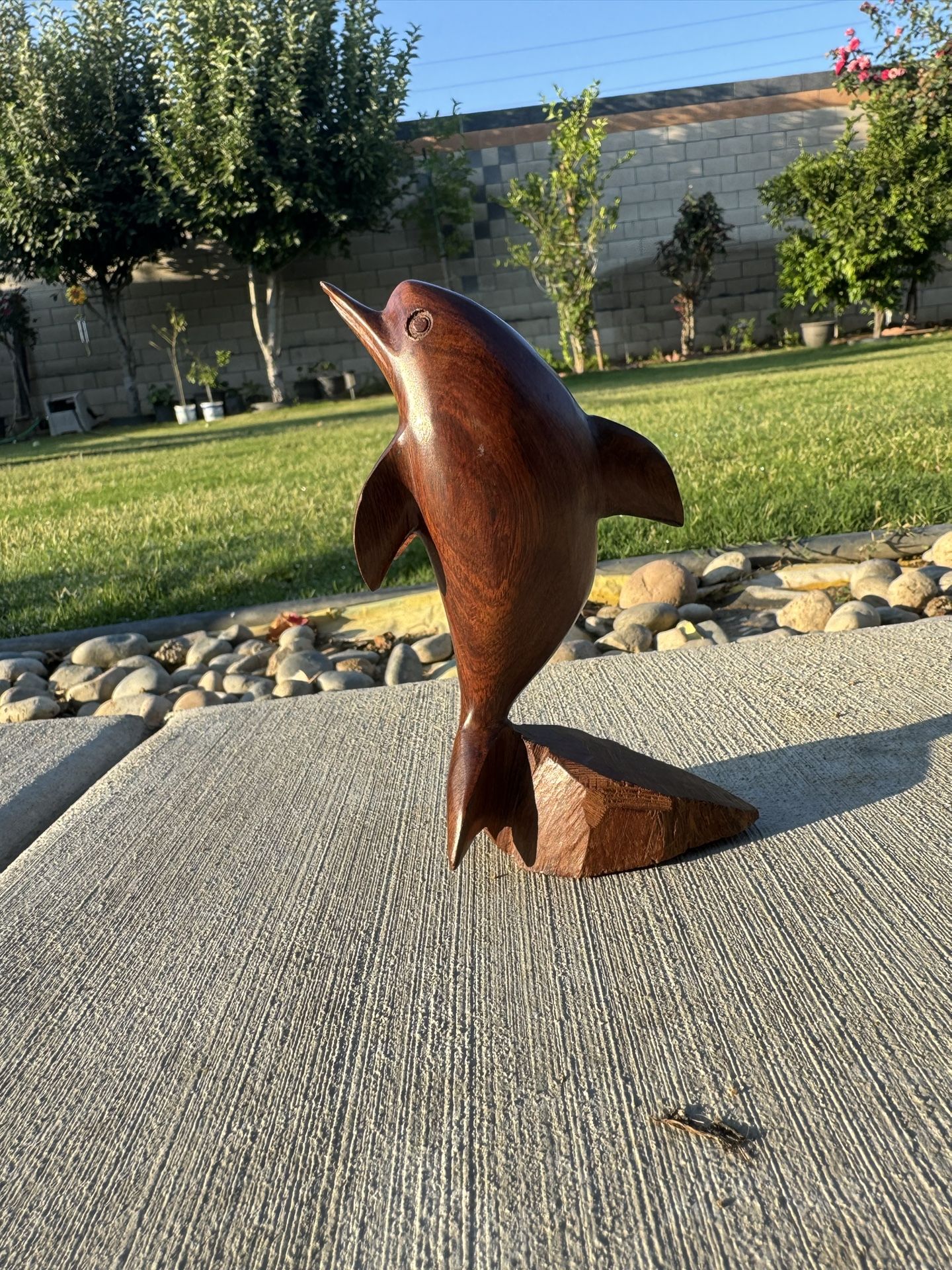Hand Carved Wooden Dolphin Figure