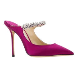 JIMMY CHOO Women Purple Strap Bing 100 Stiletto Slip On Heeled Mules US 7/EUR 37