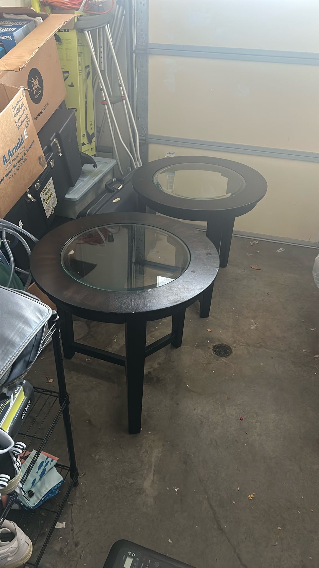 Round End Tables with Glass