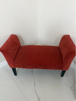 Orange red entryway bench