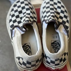 Vans Checkers Slip Ons 3.5 Used  Child Kids 