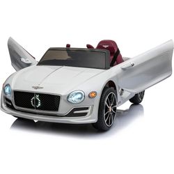 Bentley Licensed Cars for Kids, Battery Powered Kids Ride on car, 4 Wheels Motorized Vehicles Children Toys, 2 Speeds, LED Headlights, MP3, Aux