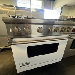 Viking 36”Wide Dual Fuel Range Stove In White With Grill 