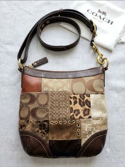 Authentic Coach F12840 Multi-Patchwork Holiday Hobo Bag -