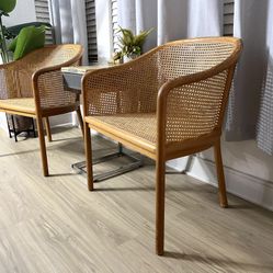 Authentic Vintage Mid-Century Modern | ICONIC WARD BENNETT CANE CHAIRS Original Tags & Cushions | Collector Set Designer