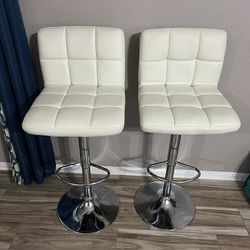 Two White Adjustable Stools