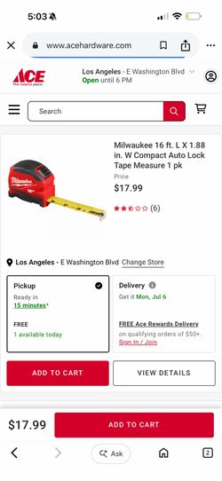 Milwaukee 16 ft. L X 1.88 in. W Compact Auto Lock Tape Measure 1 pk