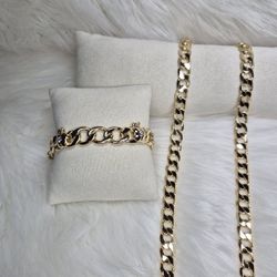 23" Men's Necklace And 9"Bracelets Set Of 2 14K Gold Laminated Non Tarnish Excellent Quality Jewelry 140$