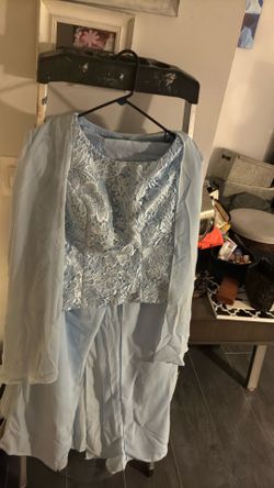 Vestido de fiesta new falda palazo talla small azul claro