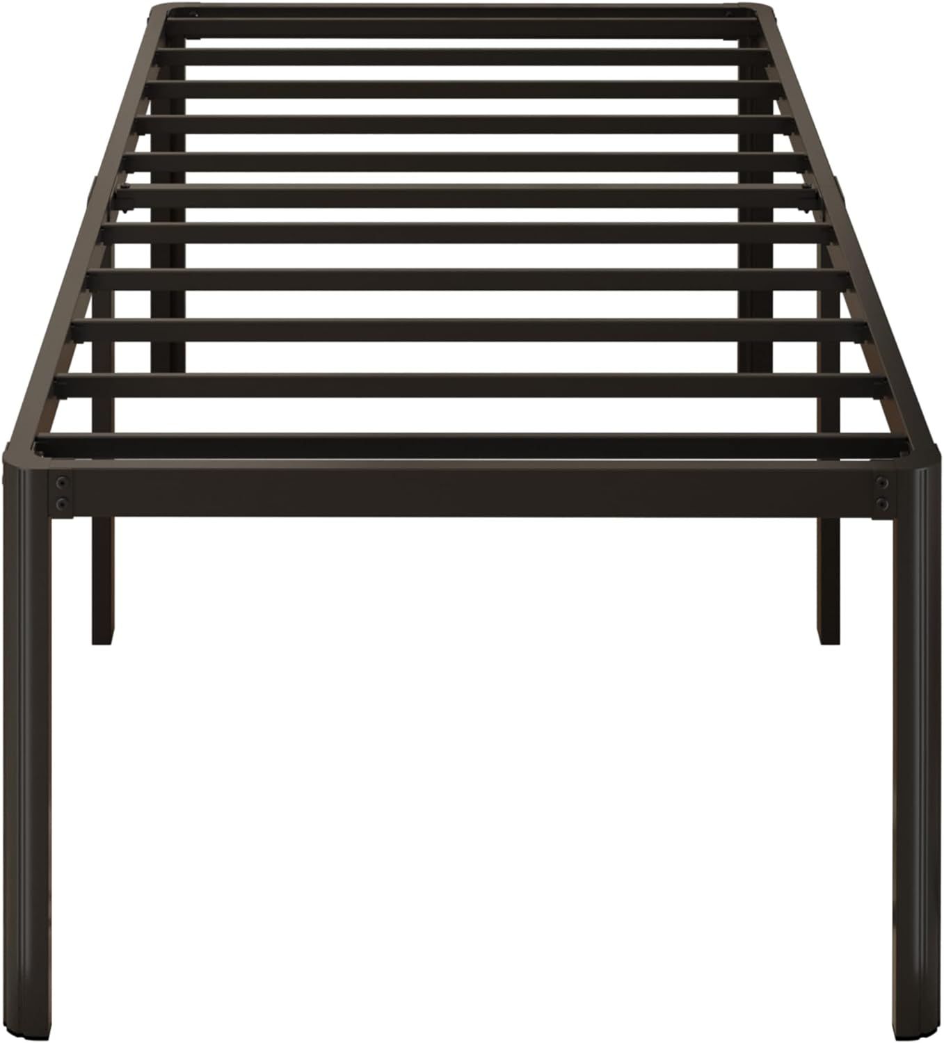 24 Inch High Twin Bed Frames with Rounded Corner Legs, Heavy Duty Metal Twin Size Platform Bed Frame No Box Spring Needed, Easy Assembly, Noise Free,
