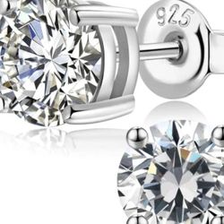 925 Sterling Silver 2.00ct  Natural Clear Moissanite Stud Earrings [EAR110]