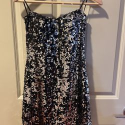 Black And Silver Sequined Dress
