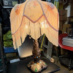 Antique Victorian Beaded Fringe Lamp 