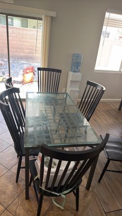 Patio table with six chairs