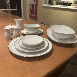 Fine China White With Silver Edge