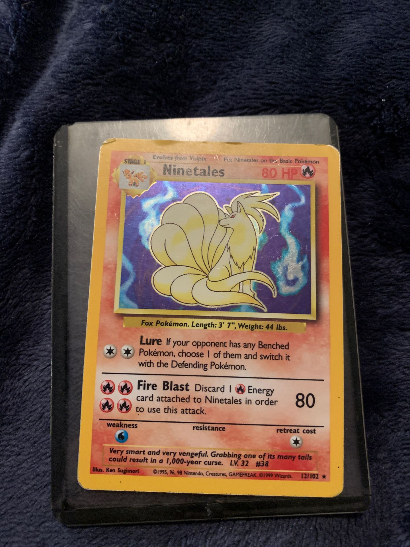 1995 Pokemon Game Holo Holographic NINETALES Base Set Card #12 12/102 (Mint)