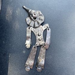 Vintage Sterling Silver Clown Pin Brooch