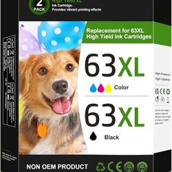 Brand New Unopened   63XL Ink Cartridges Black and Color Replacement for HP Ink 63 for HP 63XL Ink Cartridge Combo Pack Work for HP OfficeJet 3830 465