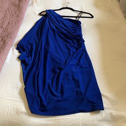 Elegant 1 Shoulder Dress With Half Cape