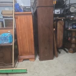 Cherry Wood Chester, Mirror Long Draw, And The TV Stand Book Case With The Bottom (must Be Sold Today)