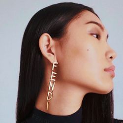 Adorable  F  F  Gold Dangle Earrings 