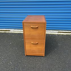 Mid Century Modern Teak Filing Cabinet With Wheels