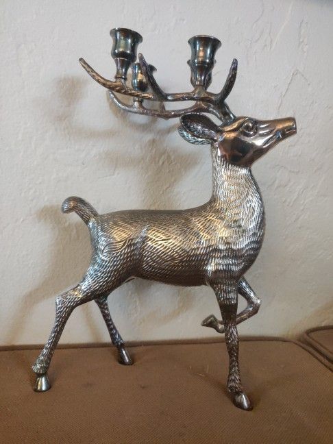Department 56 Vintage Silver Reindeer Candle Holders 2