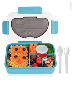 MaMix Bento Lunch Boxes for Adults, Blue, 5 Compartment Lunch Box Containers, Reusable & Leakproof, 9 x 6.5 x 2.7 in