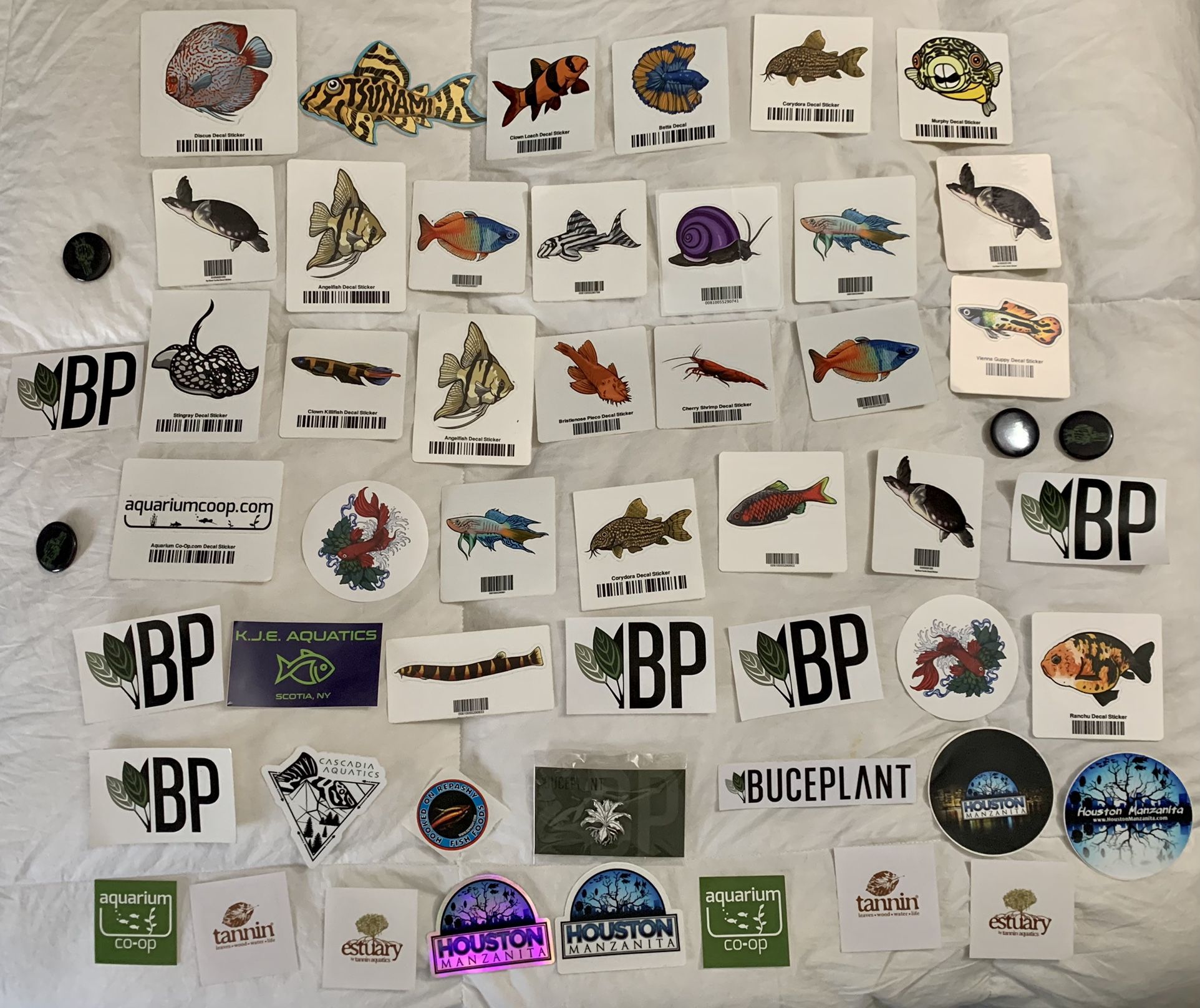 Fish Tank/Aquarium Sticker Collection With Bonus Anniversary Pins!!