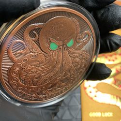 5oz Copper Round - UV/Glowing Kraken 