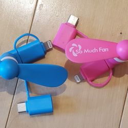 NEW 2 So Much Fan Portable Cell Phone Mini Fan Lot