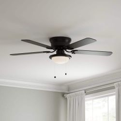 Hampton Bay Hugger 52 in. LED Indoor Black Ceiling Fan with Light Kit