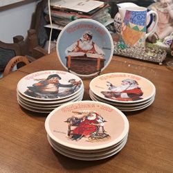 Collectible Authenticated Norman Rockwell Annual Christmas Plates Made Of Fine China, SET OF 14