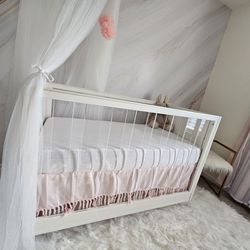 Baby Crib + Dresser W/ Changer + New Baby Mattress 