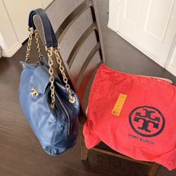 Tory Burch Parisian Blue Megan Satchel Purse