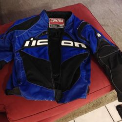 Blue /Black Icon motorcycle Padded Jacket 