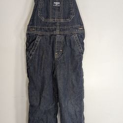 Osh Kosh B'gosh  Overalls 5t Blue Denim Fleece Lined Red Winter Thermal