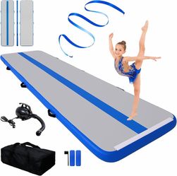 13ft Inflatable Gymnastics Tumble Track Tumbling Mat 4in Thick Air Floor Tumble Track with Electric Pump for Cheer Leading/Gymnastics/Beach/Gym/Home