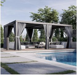 New In Boxes! 12x20 Louvered Pergola with Curtain And Net
