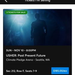 3X Usher Tickets Sunday 11/10