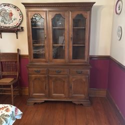 Vintage Wooden French Provincial China Cabinet