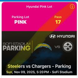 SNF Chargers / Steelers 9 Nov pink Tailgate Parking