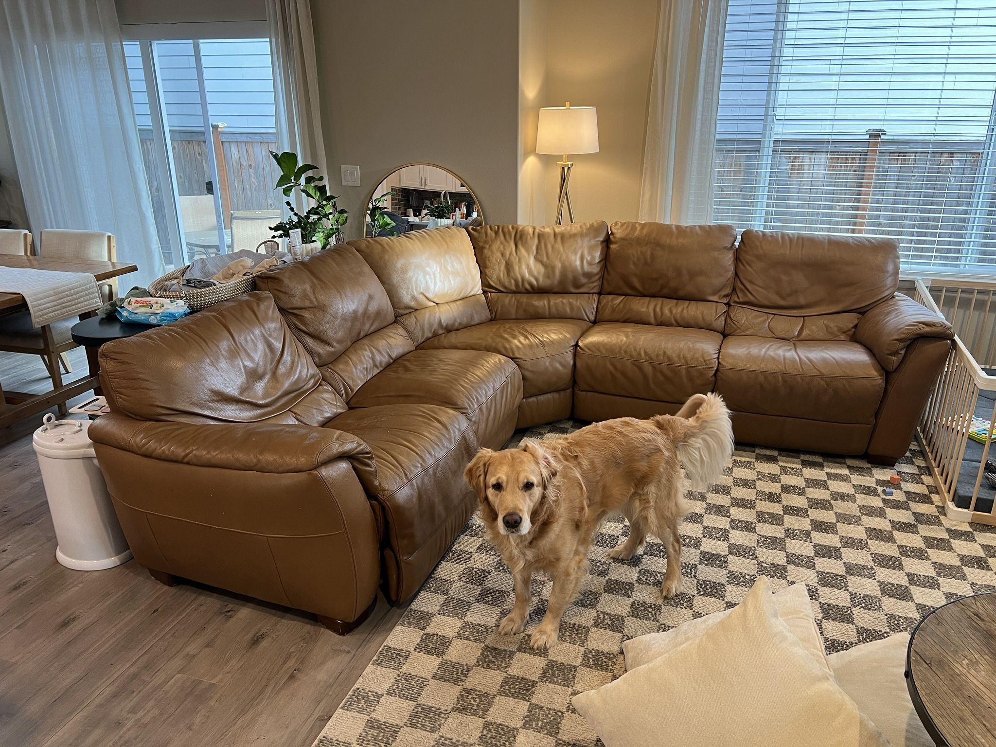 Italian Leather Tan Sectional 