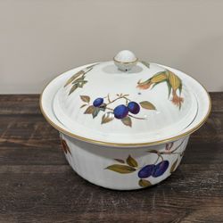 Vintage Royal Worcester Evesham Gold Porcelain Oval Casserole 1961