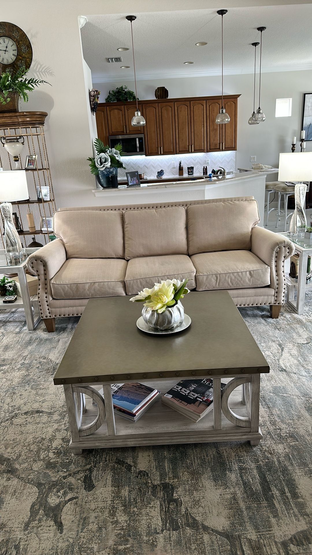 Three cushion cloth sofa